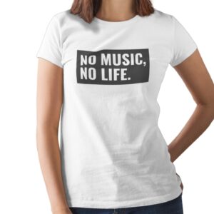 No Music No Life Printed T Shirt  Women